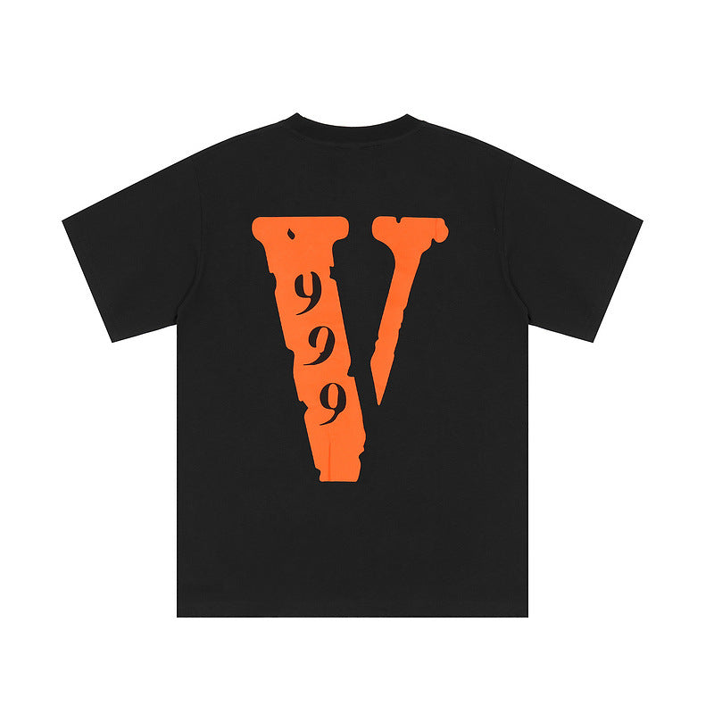 Fighting Demons Vlone T Shirt Fashion Brand Spot White Letter Loose Vlone999 Casual Cotton Youth round Neck Short Sleeve T-shirt