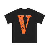 Fighting Demons Vlone T Shirt Fashion Brand Spot White Letter Loose Vlone999 Casual Cotton Youth round Neck Short Sleeve T-shirt