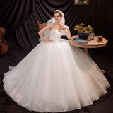 Women'S Evening Dress Ball Gown Princess Quinceanera Wedding Dresses Bow Strapless, Floor Length Tutu Princess Wedding Dress