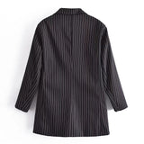 Women Fall Outfits Autumn Profile Striped Loose Suit Jacket Single-Breasted Mid-Length Top