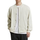 White Varsity Jacket Men's Baseball Collar Knitted Jacket Men's Autumn Loose Men's Stand Collar Jacket