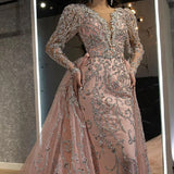 Lady Gaga Dress Sexy Long Sleeve Gold Trailing Evening Dress