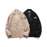 Men's Casual Suit Man Blzer Letter Printed Corduroy Blazer Men's Loose Lapels Jacket Casual Small Suit