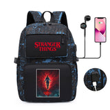 Stranger Things Hellfire Club Backpack Printed Backpack Large Capacity School Bag for Teenagers Students USB Computer Bag