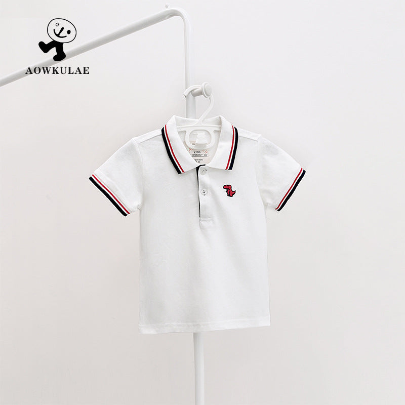 Children T Shrits Summer Boys' Lapel Short Sleeve Embroidery