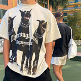 Present Thoroughbred Doberman Dog Print T-Shirt Summer Printed T-shirt Short Sleeve Half Sleeve Top