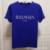 T Shirt Balmain T-shirt Short Sleeve Women's Clothing Cotton round Neck Letter Half Sleeve