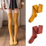 Winter Thick Knit Thigh High Socks Long Stockings Boot Autumn and Winter Fleece-Lined Thickened JK High-Top Hold-Ups