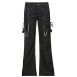Julia Fox Low Rise Trousers Jeans Hip Hop Casual Pants Straight