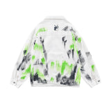 Men Denim Coat Jean Jackets Hand Painted Graffiti Denim Jacket Men Street Hip-Hop Loose Lapels Denim Clothes Jacket