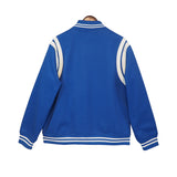 Rhude Hoodie White Line Stitching Contrast Color Leather Jacket Baseball Uniform