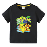 Children Pokemon Pikachu T Shirt Short Sleeve Cotton T-shirt Casual Sports