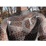 Rave Outfits Men Long Sleeve Shirt Tight Long Sleeve Bottoming Shirt Hip Hop Print See-through T-shirt for Men