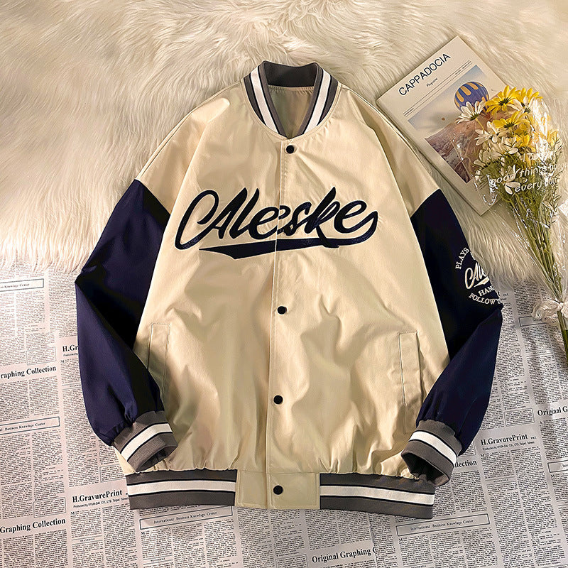 Brown Varsity Jacket Fall Jacket Men's Fashionable All-Match Baseball Uniform Autumn Jacket