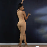 Summer Solid Color Sleeveless High Collar Sexy Tight Jumpsuit