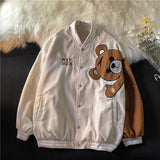Cream Color Varsity Jacket Oversize Corduroy Baseball Uniform Coat