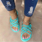 Women Open Toe Sandals Flats Summer Plus Size Solid Color Fashion Casual Strap Flat Sandals