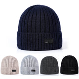 Mens Winter Hats Autumn and Winter Solid Color Outdoor Leisure Wool Hat Thickened Warm Knitted Hat