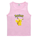 Children Pokemon Pikachu T Shirt Cotton Leisure Sweat Absorption Solid Color