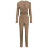 Women Fall Fall/Winter BM Style Crop-Top Tight-Fitting Jumpsuit