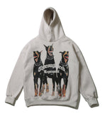Present Thoroughbred Doberman Dog Print Hoodie Hip Hop Vintage Printing plus Velvet Hoodie Fog