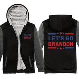 Let's Go Brandon Hoodie English Letters Fashion Velvet Padded Thick Hooded Zipper Top