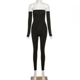 Fall Women'S Clothing Sexy Off-The-Shoulder Tight Sports Jumpsuit
