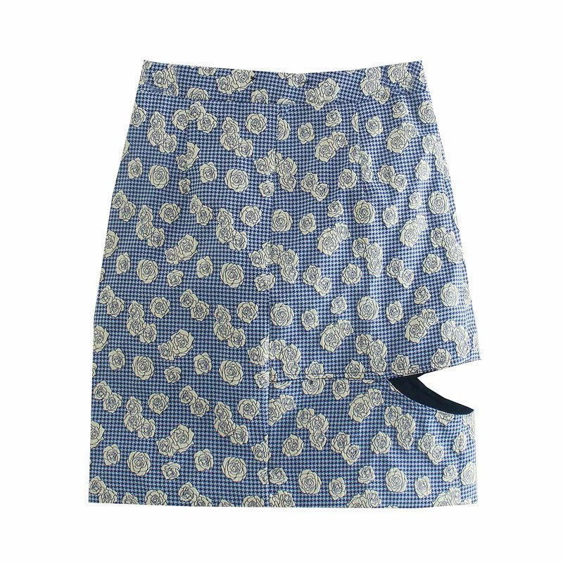 Women Fall Fall Flower Decoration High Waist Hollow-out Skirt Hip Skirt