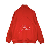 Rhude Hoodie Stand Collar Zipper Embroidery Stitching Sweater for Men and Women Autumn and Winter