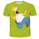 Homer Simpson Shirt Digital Printing Loose Breathable Casual Short Sleeve T-shirt