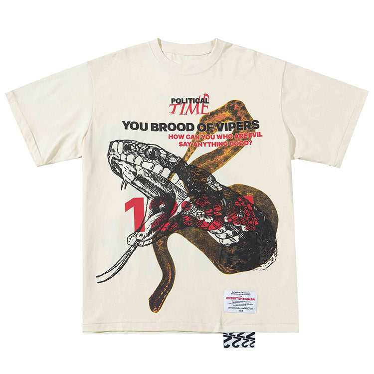 Rrr123 T Shirt Python Foam Printed Loose T-shirt