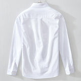 White Work Shirts Autumn Solid Color Oxford White Square-Cut Collar Loose Men's Shirt
