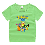 Children Pokemon Pikachu T Shirt Summer Short Sleeve Cotton Leisure Sports