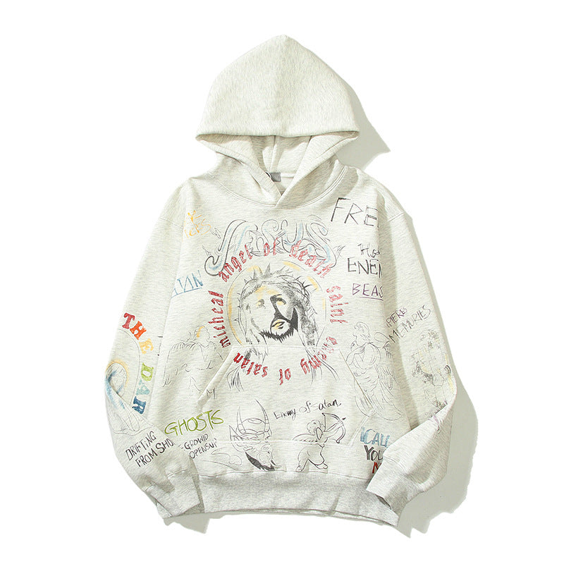Grafitti Sweatshirts Autumn Winter and Spring Graffiti Loose Hooded Sweater
