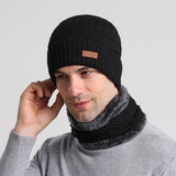 Men Winter Hats Knitted Wool Hat Scarf