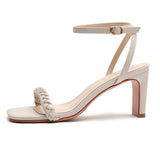 Nude Strappy Block Heels Sandals