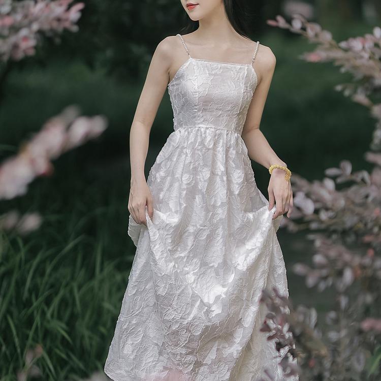 Women's Cottagecore Dress Vintage Jacquard Fresh Dress Summer Women's Strap