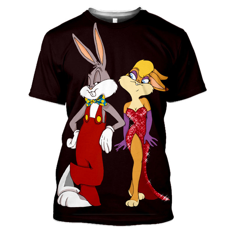 Bugs Bunny Shirt Printed round Neck Short Sleeve T-shirt Men and Women Casual