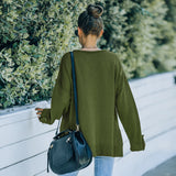 Women Fall Outfits Knitwear Solid Color Autumn and Winter V-neck Loose-Fitting Long Sleeve Sweater