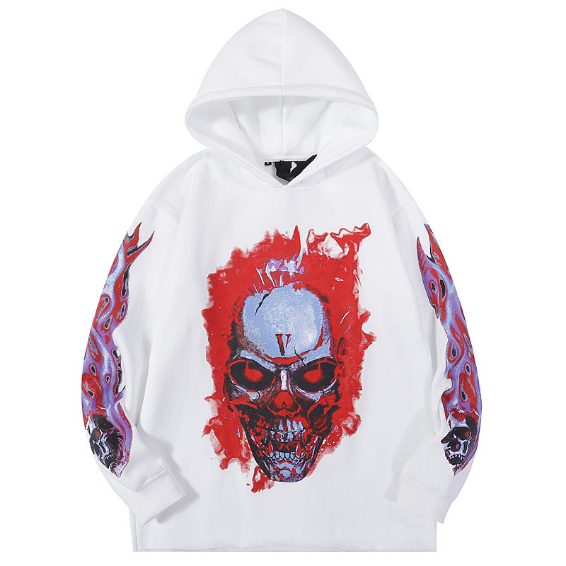 Bone Vlone Hoodie Flame Skull Velvet Padded Hooded Sweatshirt Men and Women