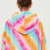 Hoodies Blankets Rainbow plus Size Hooded Lazy Blanket Double-Layer Fleece-Lined Home