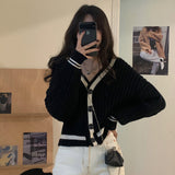Preppy Aesthetic Sweater Knitted Coat Women's Spring Autumn Vintage Sweater