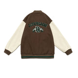 Vintage Letterman Jacket Autumn Color Matching Printed Baseball Uniform