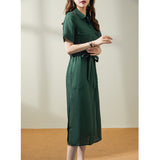 Safari Dress Spring and Summer Solid Color Dress