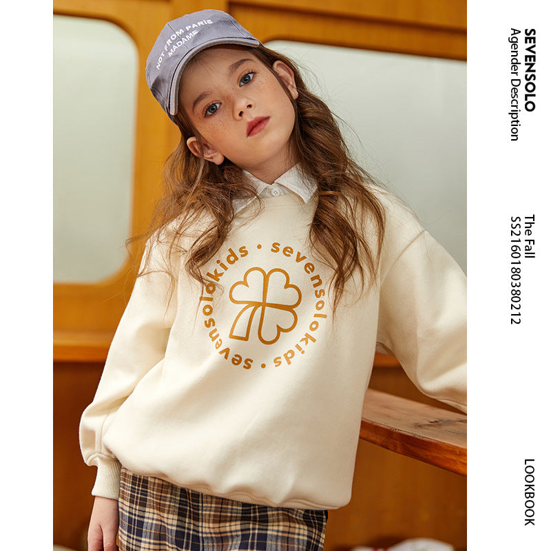 Sweater Spring and Autumn Children's Logo Printed Top Children Girl's Spring Clothes