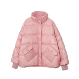 Women Winter Coats Puffer Jacket Down Coat Fall/Winter Warm Down Jacket Women's Short Stand Collar Loose Glossy