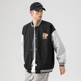 The Bears Varsity Jacket Men's Autumn Stitching Bear Printed Baseball Uniform Couple Jacket Top
