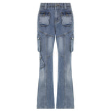 Julia Fox Low Rise Trousers Casual Style Pocket Denim Pants Fashion Straight