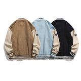 Baby Blue Varsity Jacket Men's Autumn Coat Loose Fashion Baseball Collar Jacket