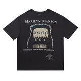 Marilyn Manson T Shirt Distressed Oversize Vintage Pure Cotton Couple Short Sleeve T-shirt